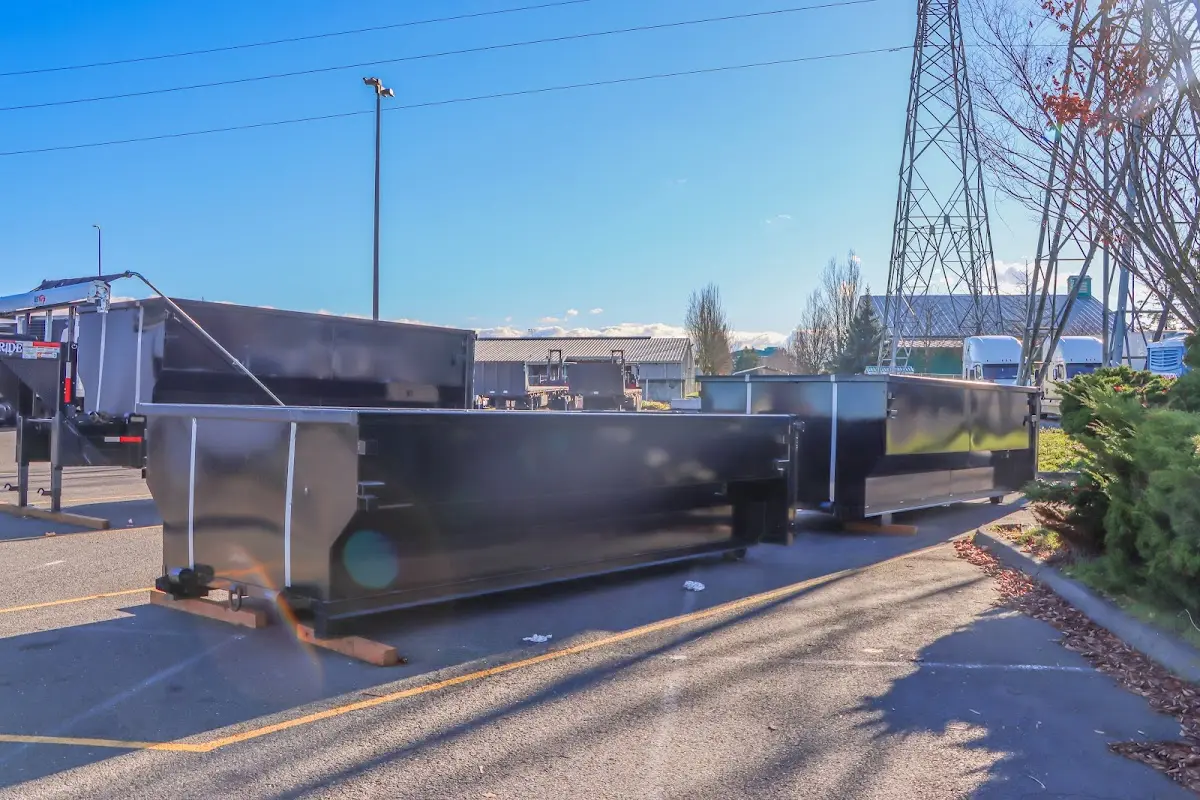 Roll-off dumpster ready for waste disposal at job site for 12 Yard Dumpster Rental in Abilene